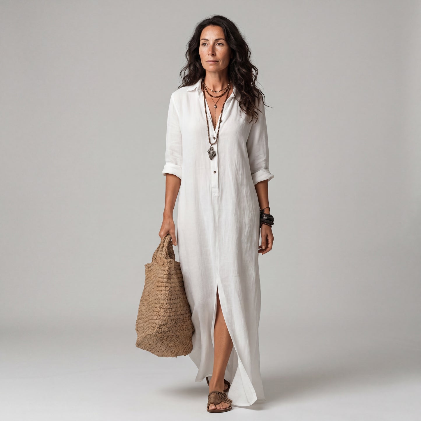 SOLE | VESTIDO LARGO Y HOLGADO CON BOTONES