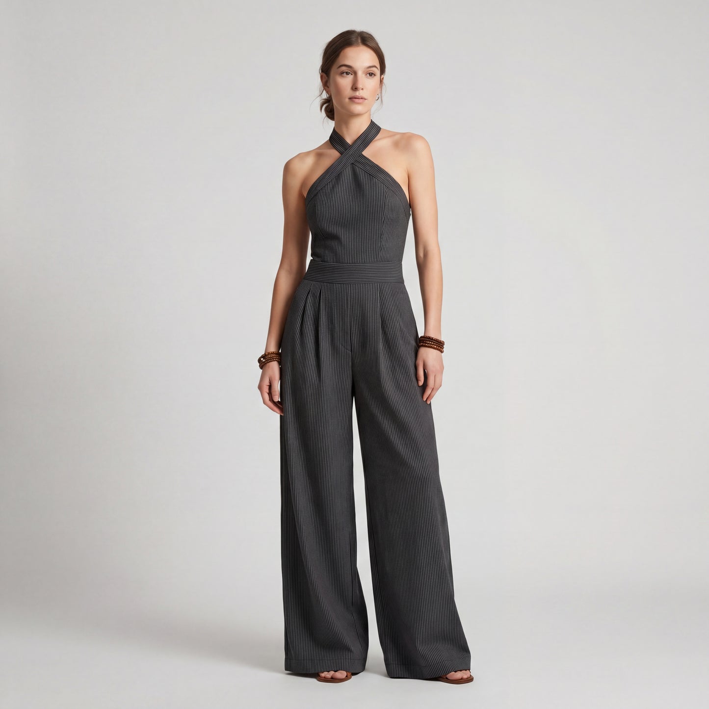 BLANCA | MONO DE LINO Y ALGODÓN CON UN ELEGANTE ESCOTE CRUZADO