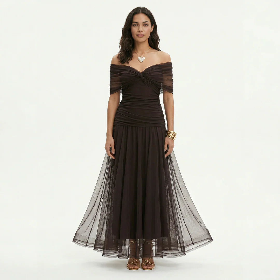 LOUISE | VESTIDO LARGO DE FIESTA ELEGANTE CON CUELLO EN V